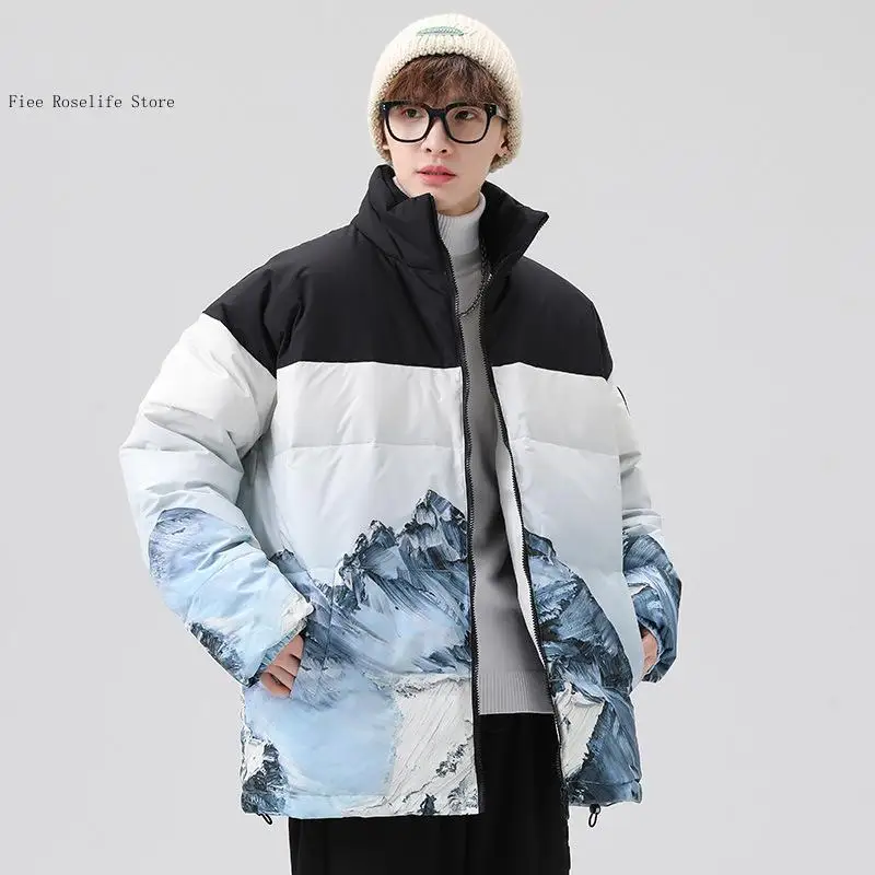 Autumn and Winter warm Basic Popular Solid Color Ironless Urban Stand Up Collar Jacket Down Jacket Coat Men