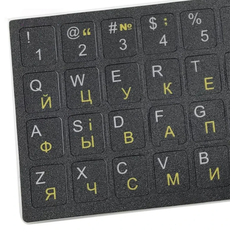 1pc idioma ucrânia teclado adesivo durável alfabeto fundo preto letras brancas para computador portátil universal