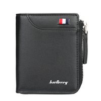 Baellerry Men's Short Zipper Wallet PU Leather - Business Multi Card Slots RFID Blocking Slim Coin Pocket Durable Bifold for Cas