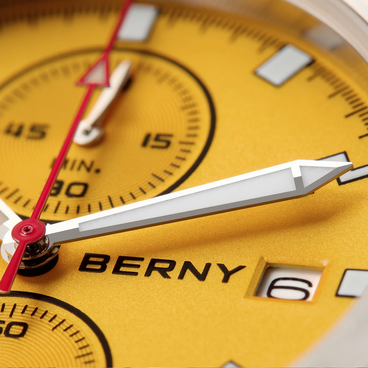 BERNY Chronograph-Uhren für Herren, grün leuchtendes kleines Zifferblatt, multifunktional, leichte Herrenuhr, Saphirglas, 5ATM wasserdicht – Detail 5