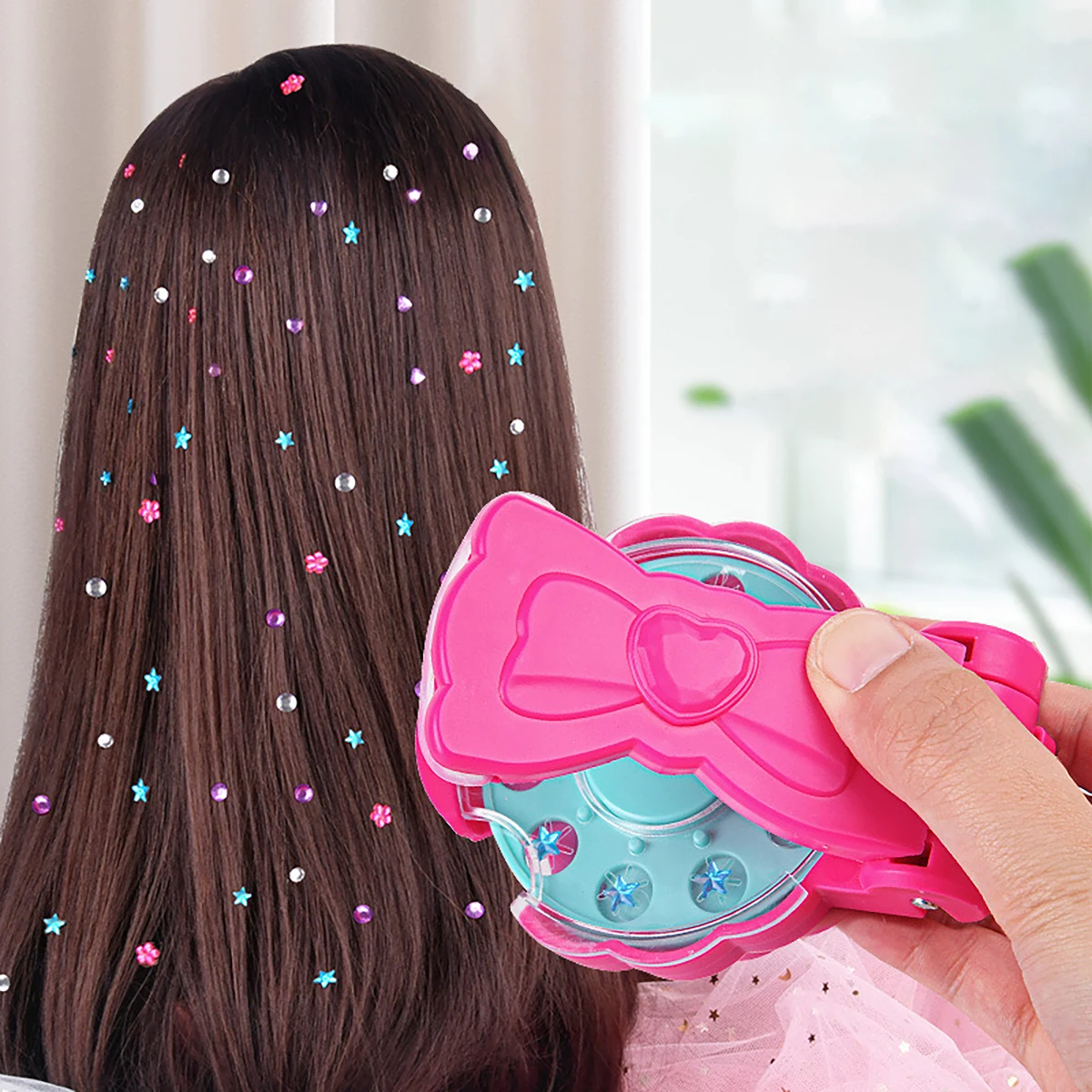 Mädchen Haarflecht-Set mit Diamant-Strass-Stickern, Glitzer-Schmuck, DIY-Bastelset, Prinzessinnen-Rollenspiel, Verkleidungs-Magiegeschenk