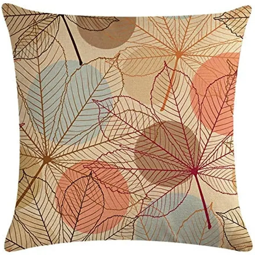 

Colored Leaves Cushion Cover Linen Pillowcase Home Decoration Sofa Car Bedroom Decoration 45X45cm Pillow Cover