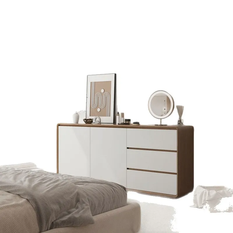 

Nordic log style dining side cabinet, modern simple entrance cabinet, living room storage