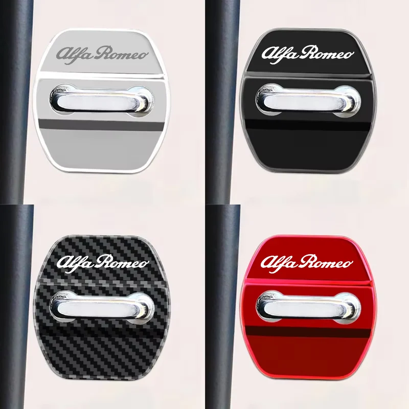 

4Pcs Car Door Lock Protective Cover Sticker for Alfa Romeo Logo Sportiva Giulia Giulietta 159 156 MITO Stelvio 147 Accessories