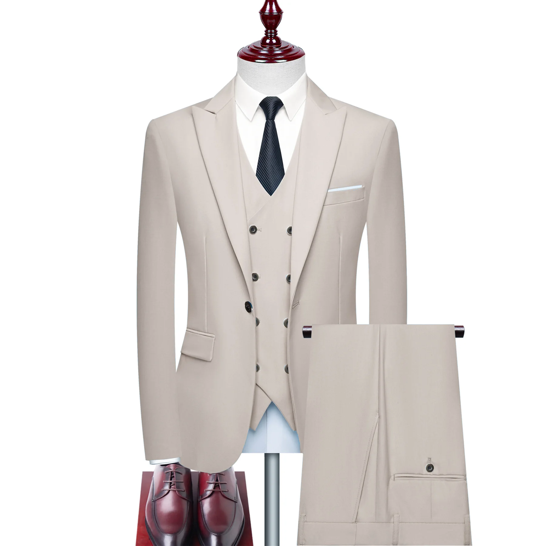 

3 Pcs Suit Set Blazers Jacket Pants Vest / Men's Boutique Wedding Solid Color Best Man Host Formal Dress Coat Trousers