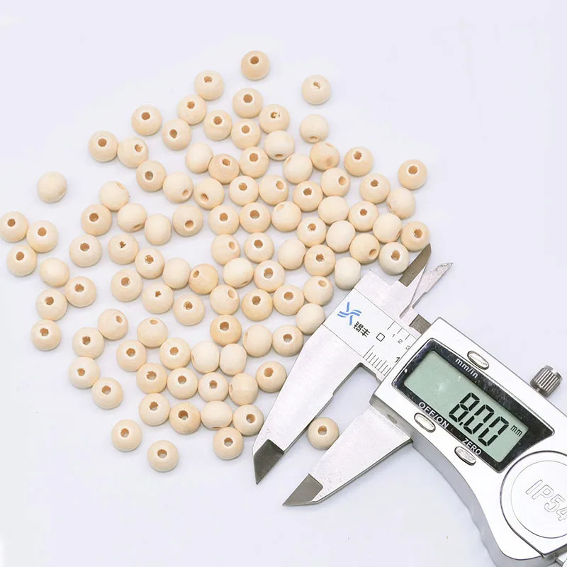 8-25cm Drewniane koraliki Duży otwór Naturalna okrągła kula Drewniany koralik dystansowy do bransoletki DIY Dekoracja kurtyny domowej Drewniane