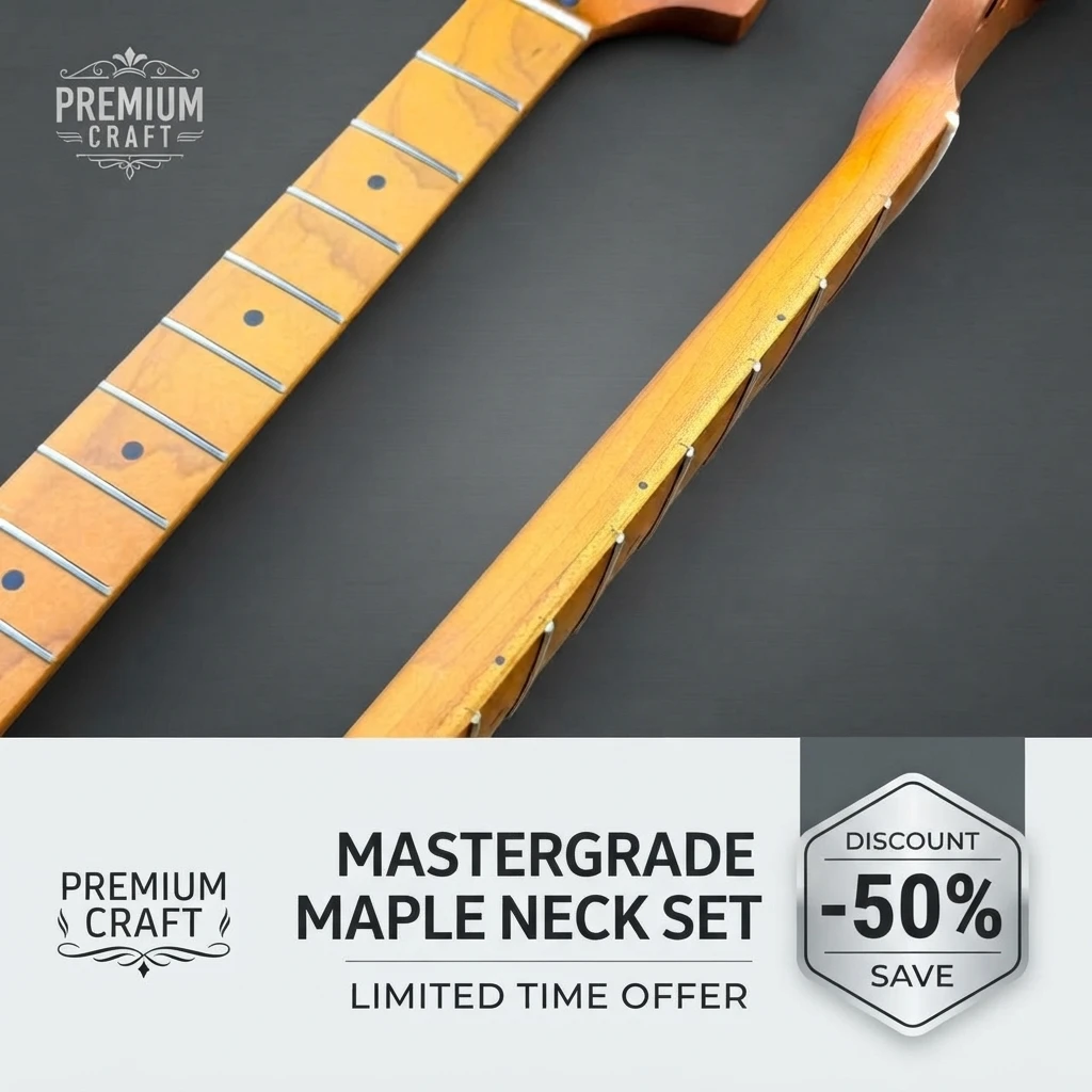 Premium Roasted Maple ST Guitar Neck, Oversized Big Headstock, 22 Frets Solid Maple Fretboard, Stable Structure Electric
