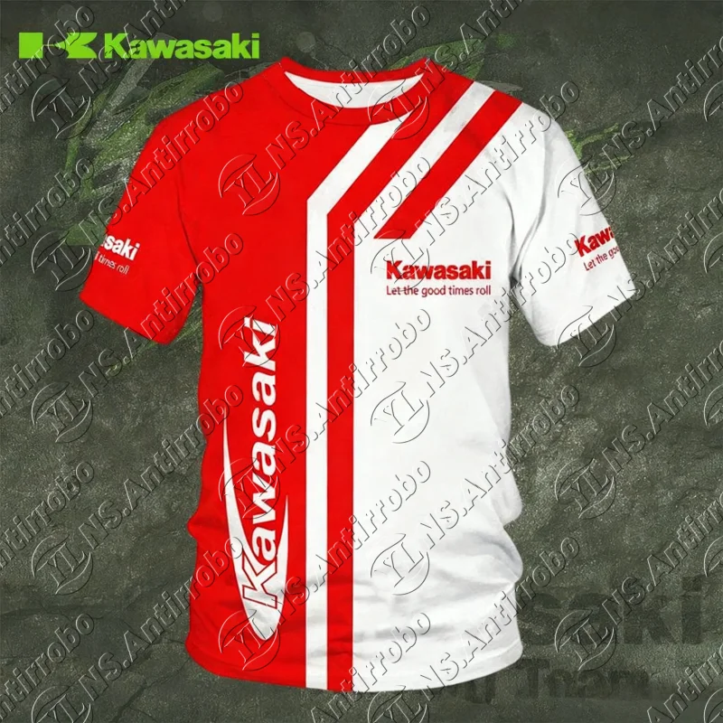 

25-26 летняя мужская Kawasaki мотоциклетная быстросохнущая футболка с локомотивом, повседневный дышащий гоночный костюм с круглым вырезом для детей/взрослых, тренировочный топ