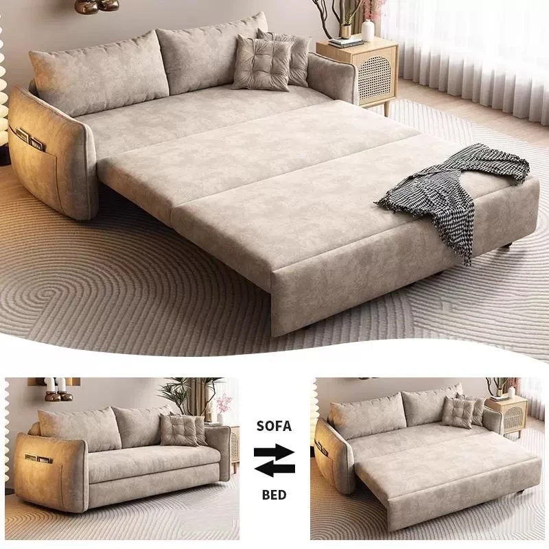 Modern Multi-Function Folding Sofa Bed Extendable Metal Frame Reclining Foldable for Bedroom Hotel Living Room Furniture