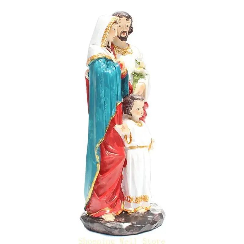 KX4B Religious Jesus Family Statue Desktop Ornament Resin Statue Figurine for Creative Sculpture for Home Decor Indoor for Cr