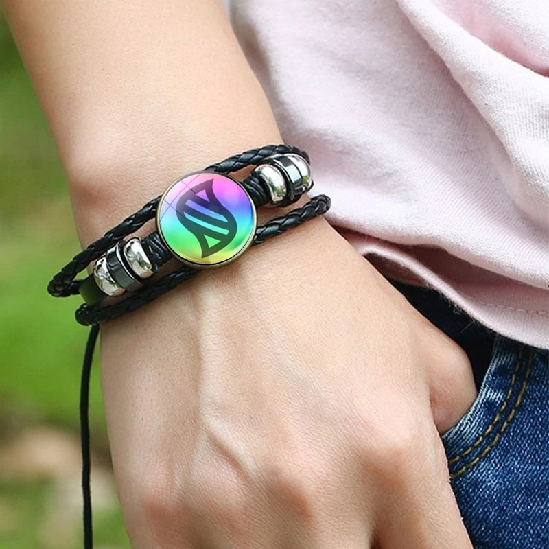 Japanese Anime Giant Stone Pocket Monster Bracelet Glass Circular Pocket Monster Jewelry Leather Bracelet for Women and Children