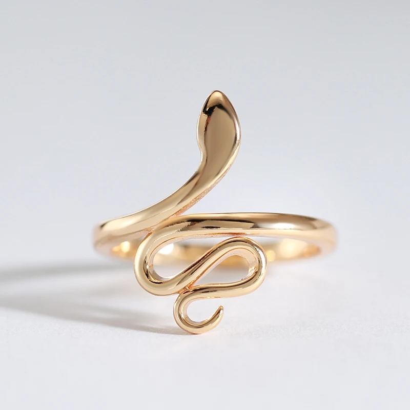 SYOUJYO Gothic Snake Ring With 585 Rose Gold Color Simple Glossy Fashion Punk Finger Rings Heavy Metal Rock Style Animal Jewelry