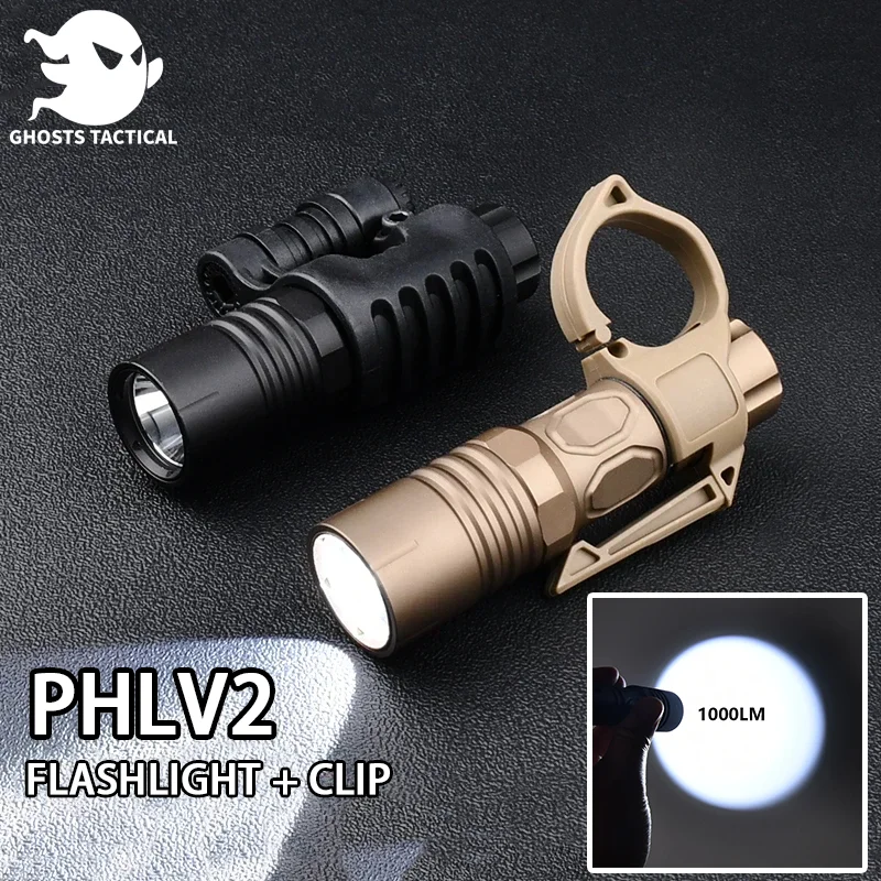 

Tactical PLHV2 Handheld Flashlight Handheld Switch Back Finger Release Ring Set Metal hunting Reconnaissance outdoor lighting