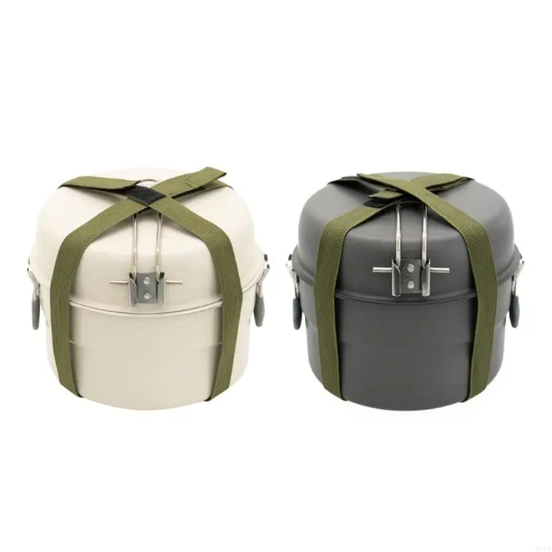 Outdoor Camping Cookware Backpacking Pots Kettle Frying Pan Portable Camping Cooking Utensils with Folding Handle 69HD