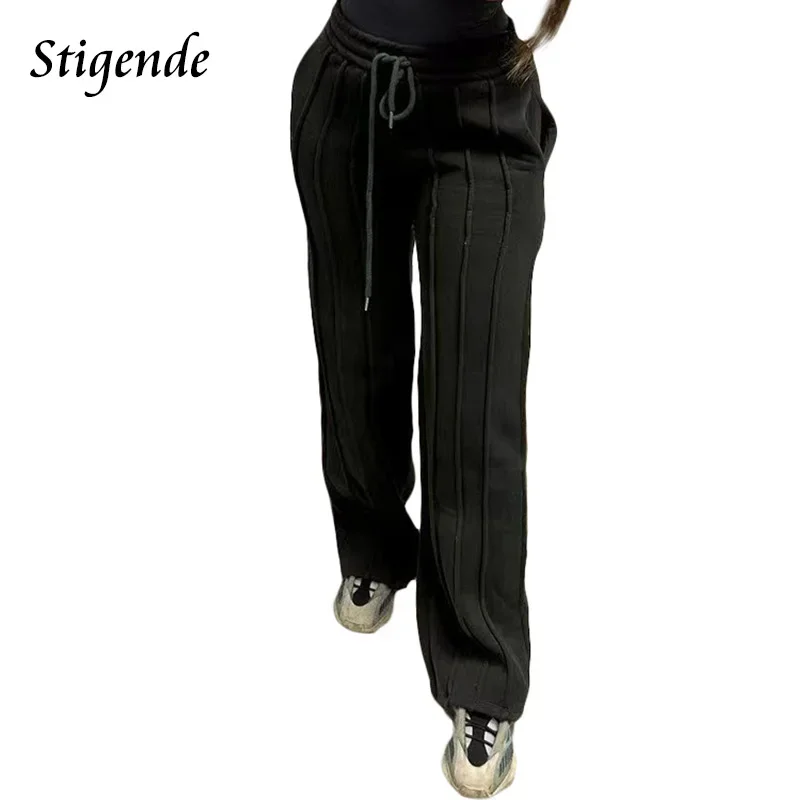 

Stigende Women Drawstring Straight Palazzo Pants Loose Fit Wide Leg Sweatpants