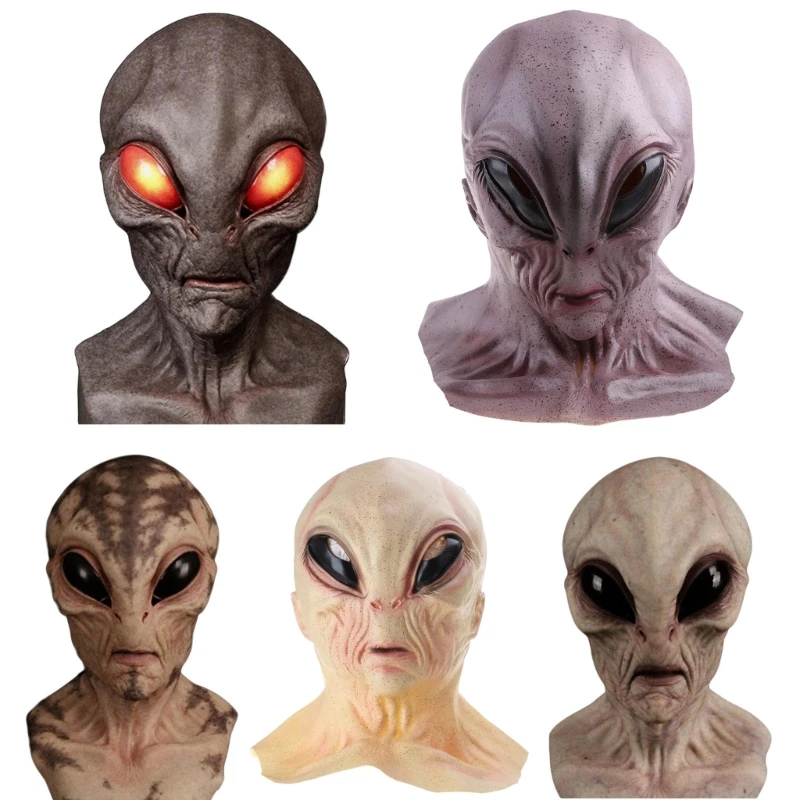 Halloween Full for Head Latex Mask Creppy Big Eyes Extraterrestrial for Doll Headgear Novelty UFO Cosplay Costume Accessories