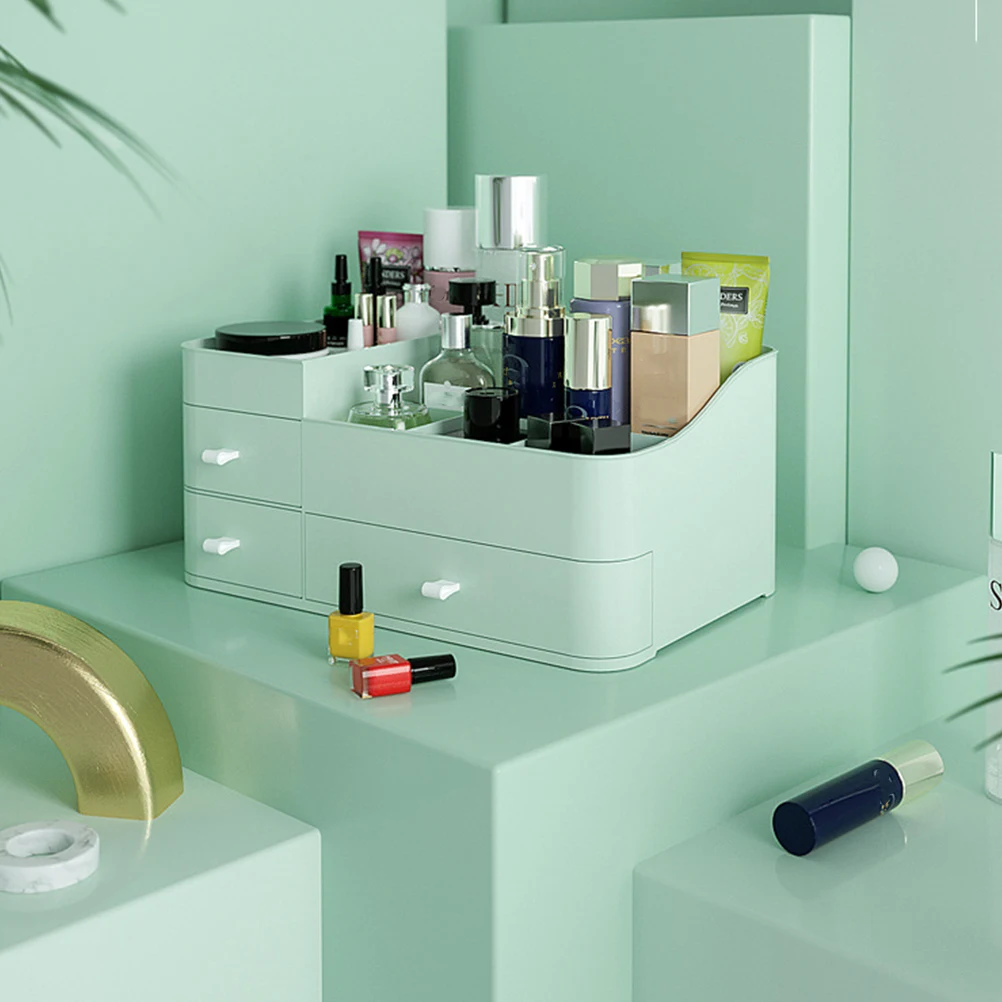 

1pc Drawer Storage Box Makeup Organizer Plastic Cosmetics Box with Drawer Multi Compartment Long Lasting Neat Clean
