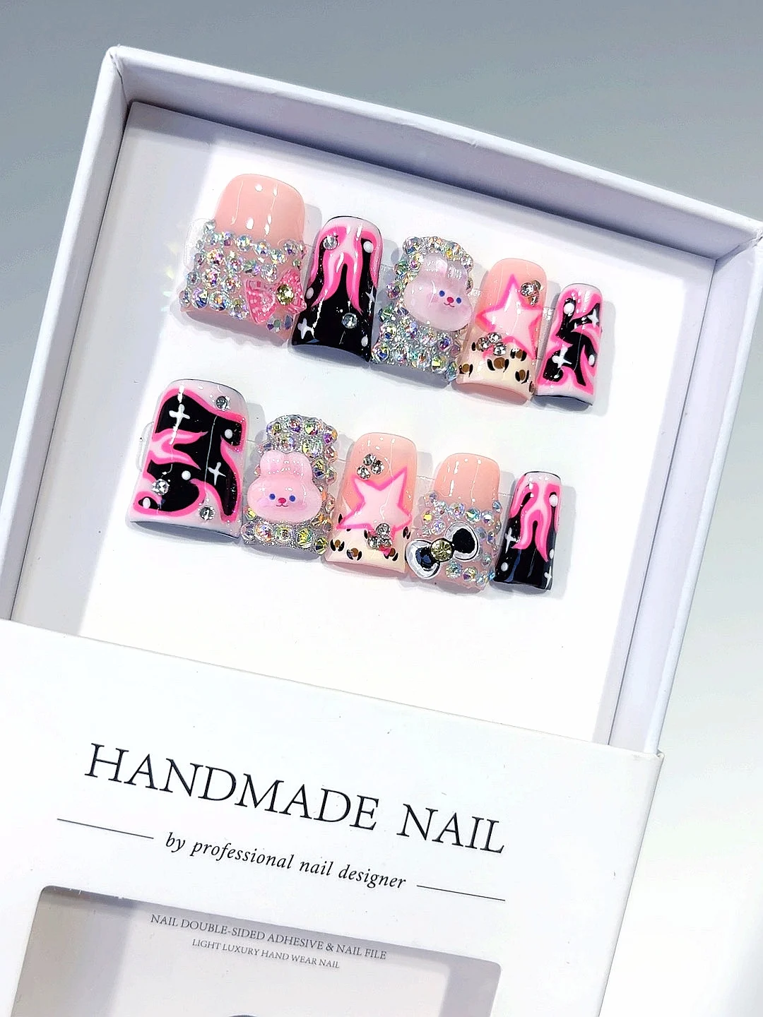 

Взрывное сверкающее бриллиантовое пламя Модный крутой стиль Finger Art Модный дизайн ногтей (L281)