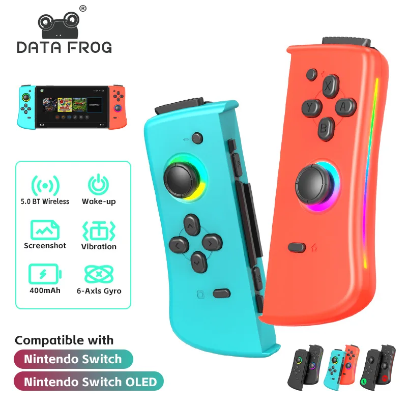 Data Frog Switch Game Controller Left And Right Bluetooth Bands Wake-Up Vibration Six Axis Motion Sensing Joycon Controller