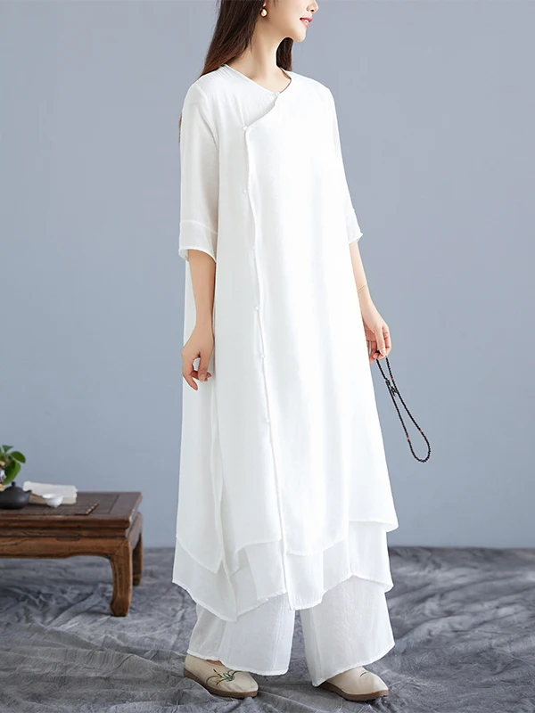 

Новый летний легкий художественный комплект одежды в стиле дзен: этнический дизайн, сказочная атмосфера, комплект из двух предметов, женская мода