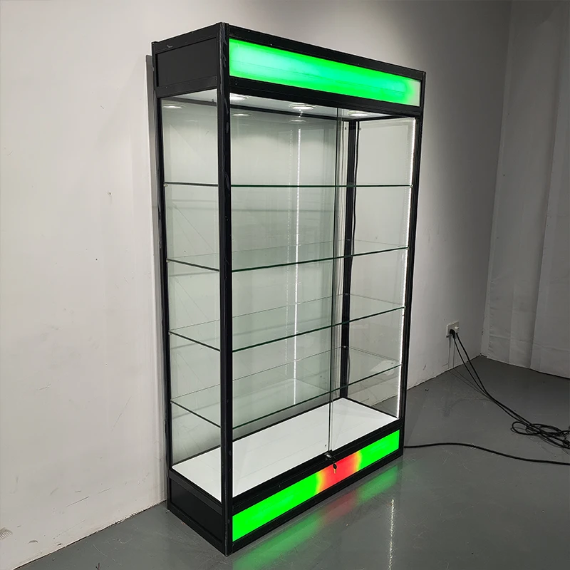 Factory Direct Custom 6ft Smoke Shop Custom showcase Tempered Glass Display Full Vision showcase with Led Lights