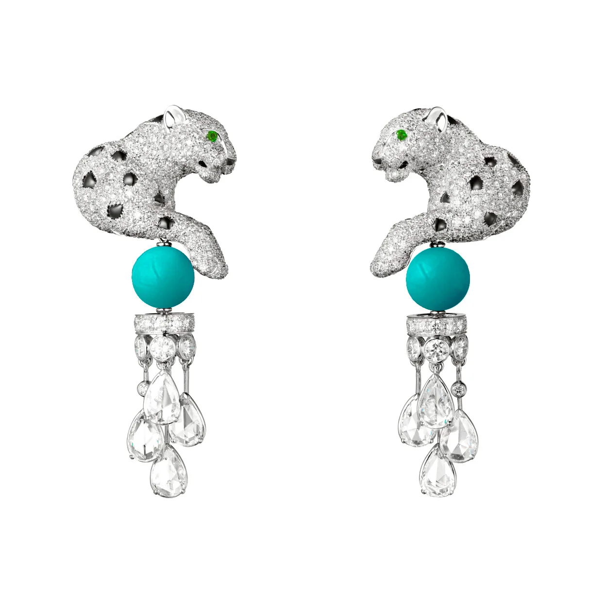 ZOCA Pure 925 Sterling Silver Leopard Head Tassel Drop Earrings  Animal Earring For Women Fine Designer Jewelry