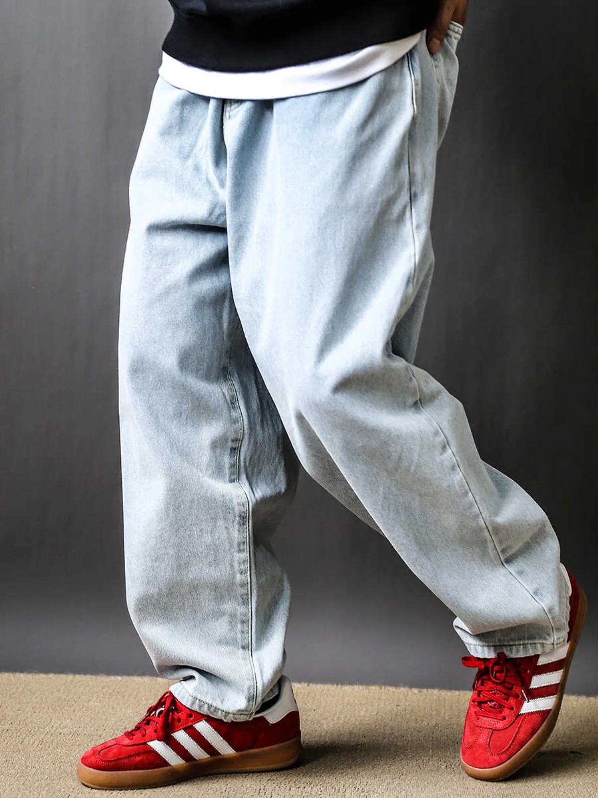 

Ретро джинсы мужские повседневные свободного кроя в стиле Харадзюку, модные японские брюки с отворотами, осень 2024, длинные молодежные джинсы