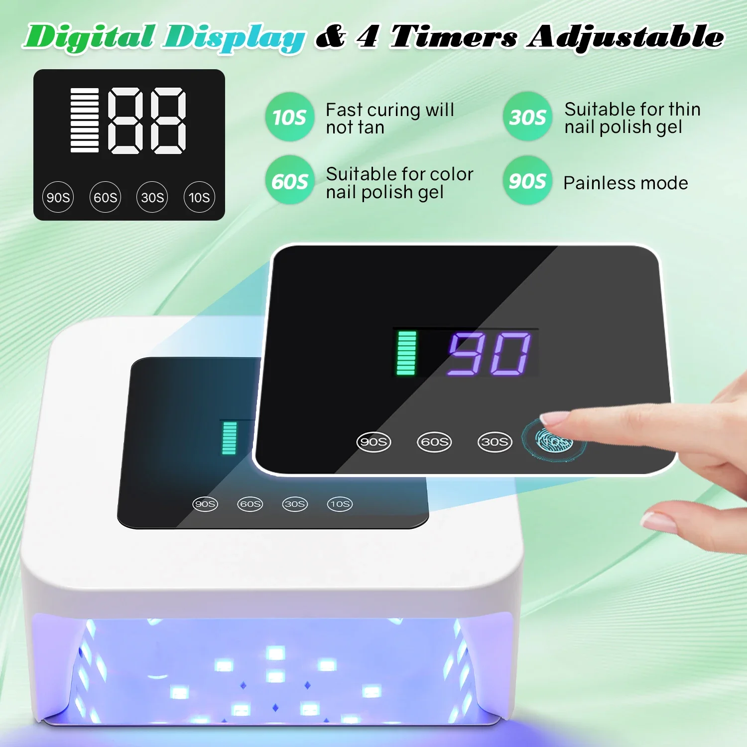 39LEDS Nail Drying Lamp UV Light For Gel Nails With LCD Screen Rechargeable Lamp For Manicure Professional Manicure Equipment
