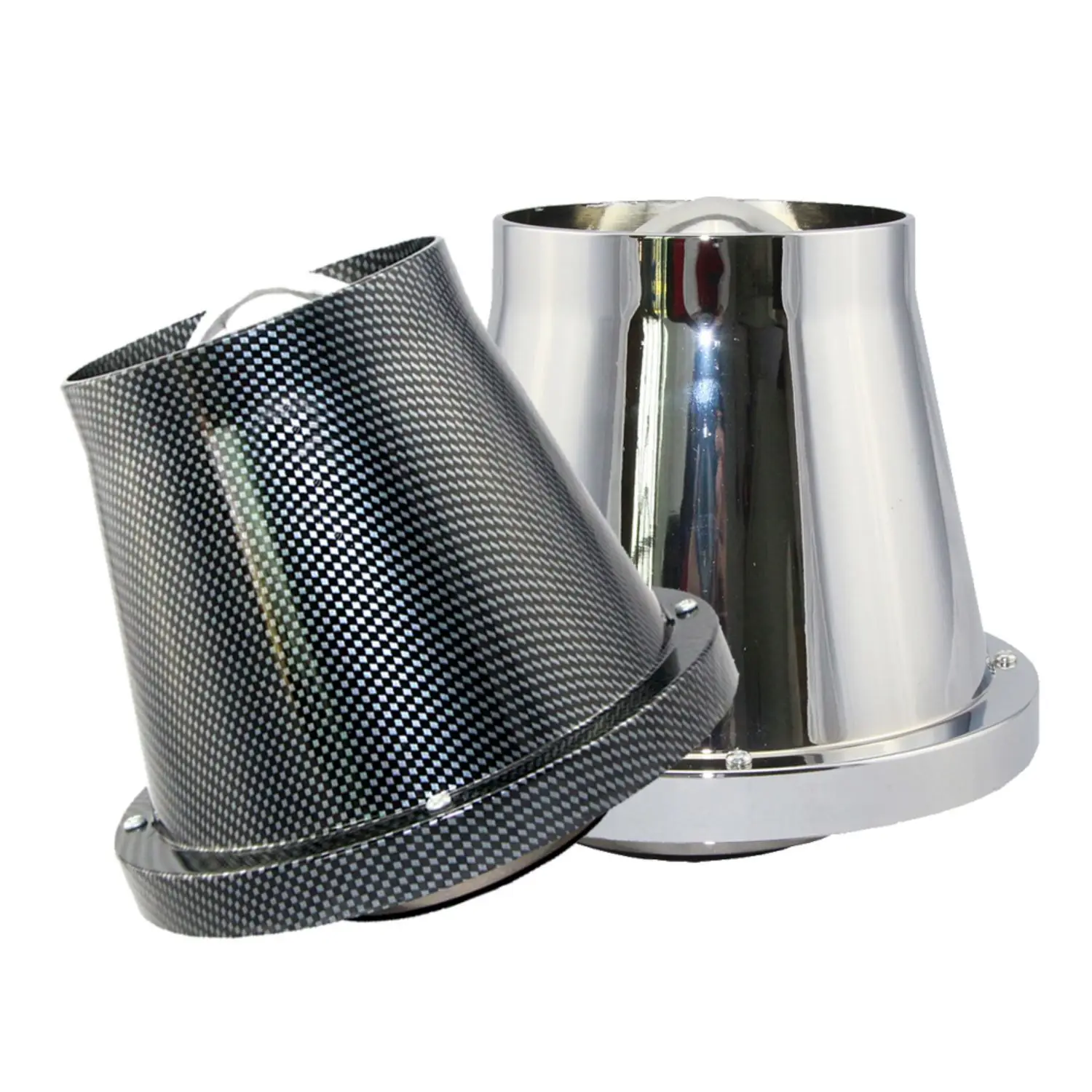 

Universal Car Cold Air Intake Filter 76mm 3.0inch Washable Reusable Silver Carbon Sport High Flow Cone Air Filter with Cover