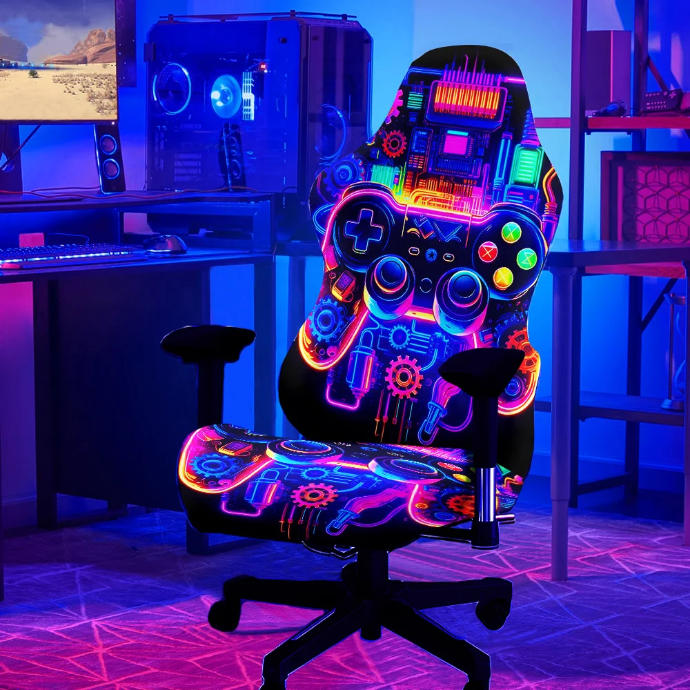 Fluorescent Colorful Gaming Chair Covers for Office Home Gaming Chairs Decoration UV Light Reactive Glowing Gaming Chair Covers