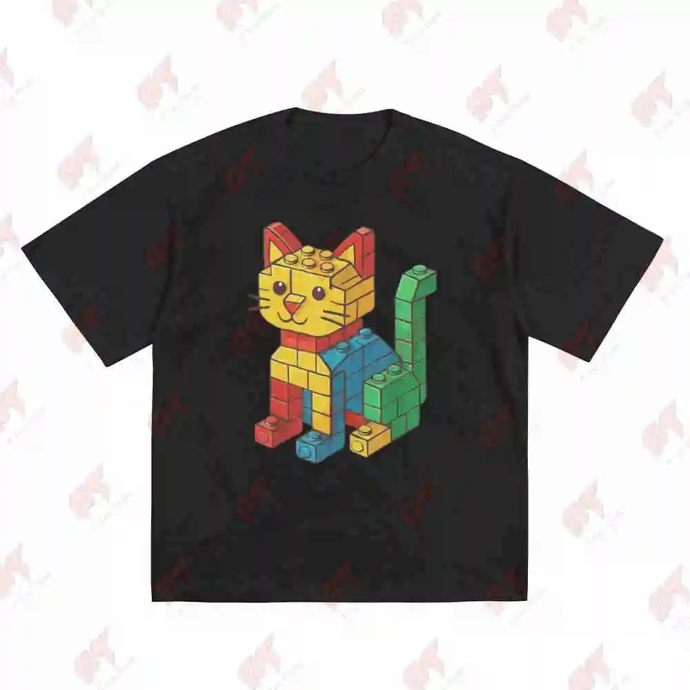 Master Builder Cat Lover Brick Builders Building Blocks Short Sleeve Tee 100% Cotton T-Shirt