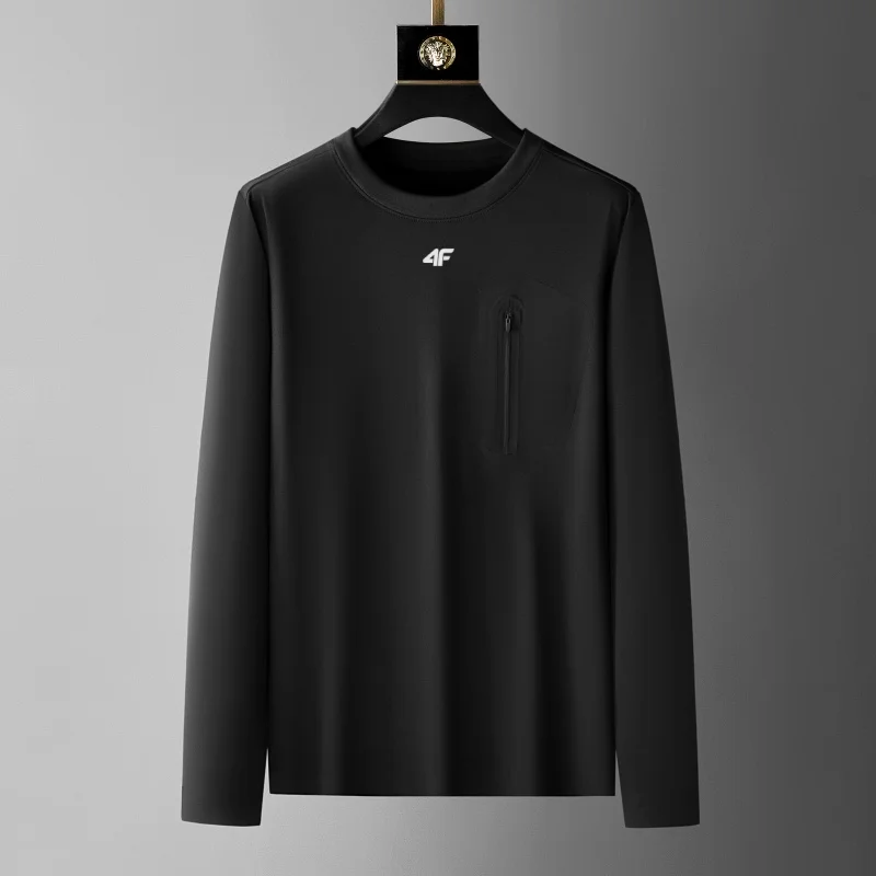 Men's new round neck Tshirt light luxury brand exquisite embroidery high-quality fashionable comfortable casual long sleeved top