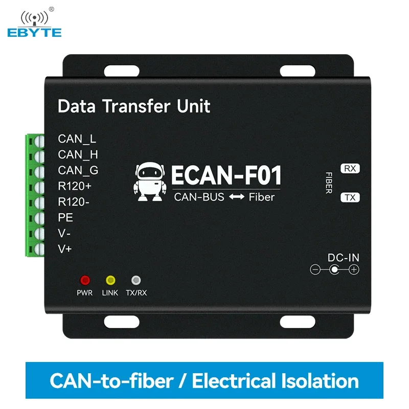 Ebyte ECAN-F01 8V~28VDC 20km Single-channel high-performance CAN-to-fiber communication can bus to fiber