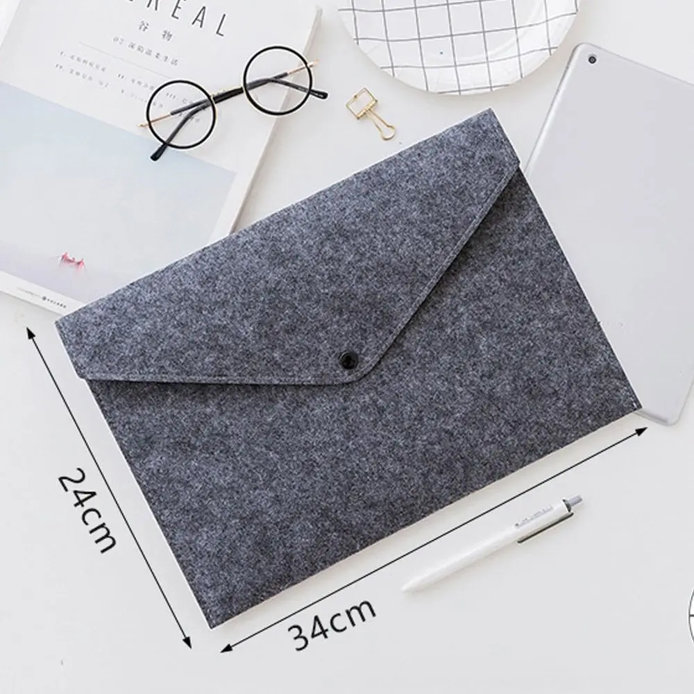 A4 Felt Folder Portable With Buckle Felt Portfolio Case Large Capacity Business Briefcase Bill