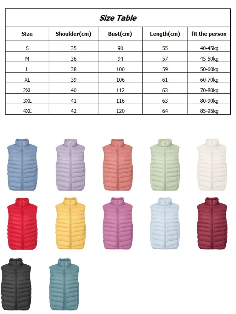 Gilet da donna pop in piumino d'anatra di qualità eccellente, morbido tessuto opaco, gilet ultraleggero, giacca senza maniche portatile, cappotto autunno inverno, alta qualità