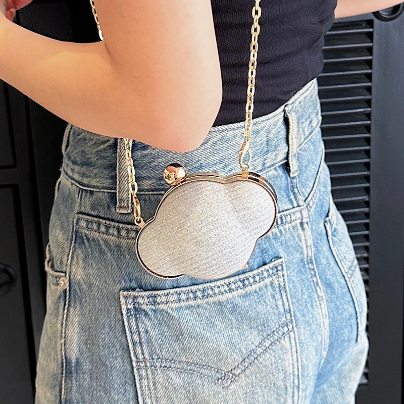 LEFTSIDE Cute Mini Chain Crossbody Bags for Women 2023 New Trend Fashion Design Y2k Silver Gold Lipstick Handbags and Purses