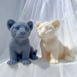 Sitting Lion Statue Candle Mold Cute LEO Soy Wax Silicone Mould Animal Lover Home Decor