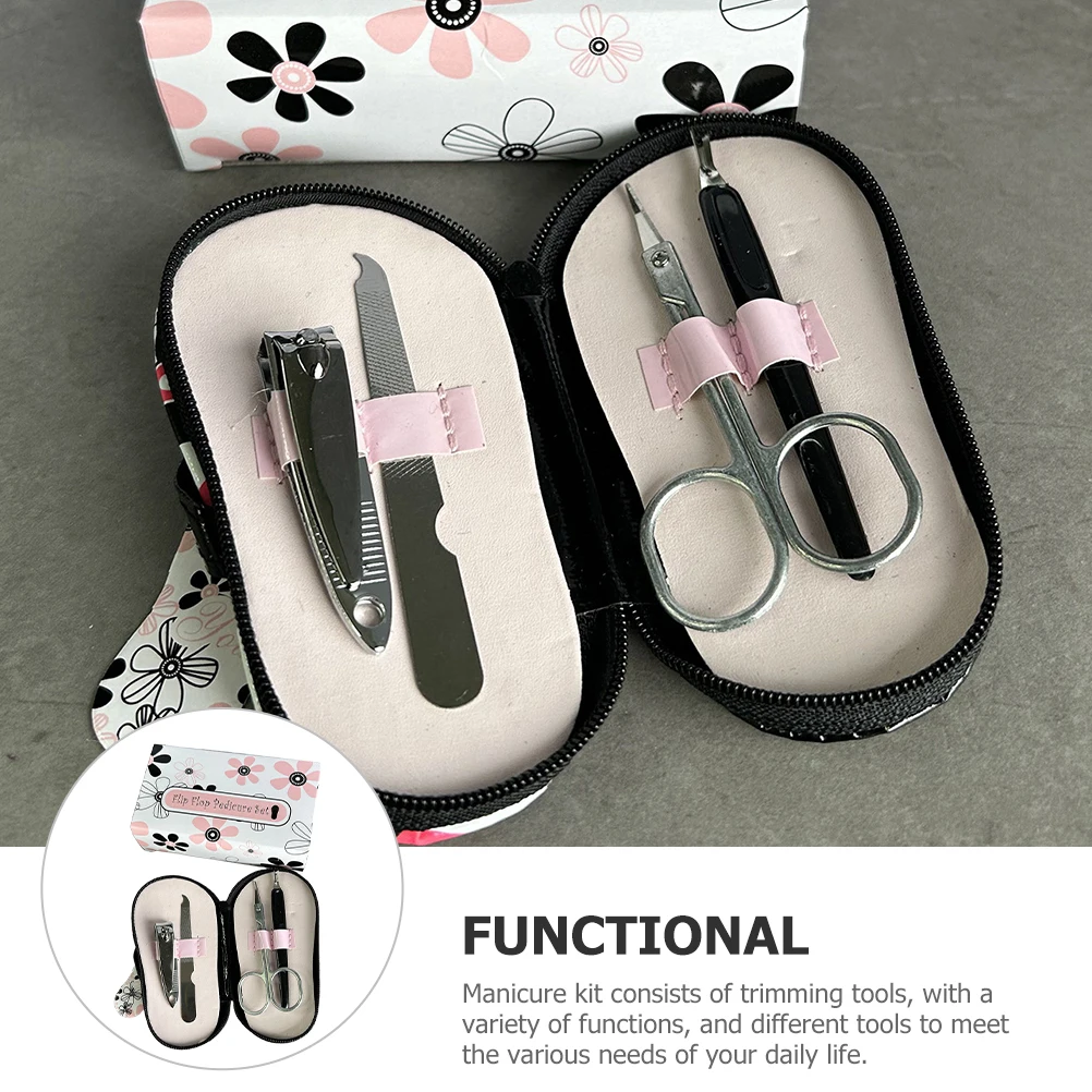 

Flower Slipper Nail Clipper Set Stainless Steel Manicure Tools Portable Case Home Travel Camping Nail Care Kit
