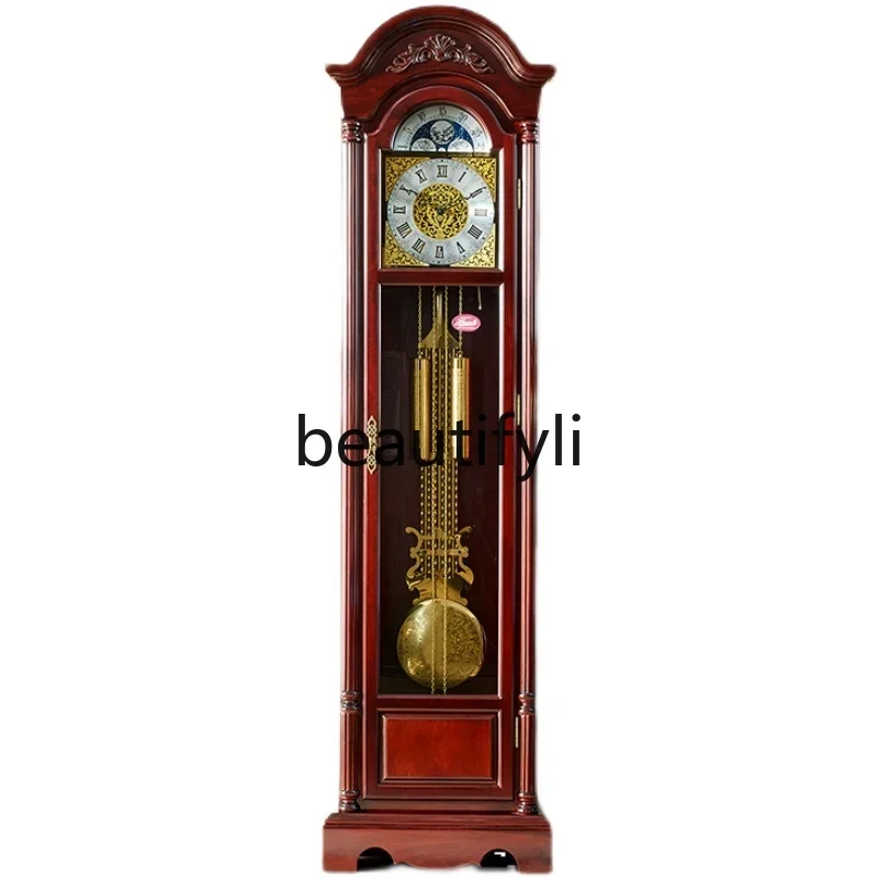 New Chinese vertical floor clock living room home retro villa seat clock mechanical pendulum clock American Y96