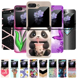 Case For Samsung Galaxy Z Flip 6 5 4 3 Transparent Hard Folding Luxury Painted For Samsung Z Flip3 Flip4 Flip5 Flip6 Clear Cover