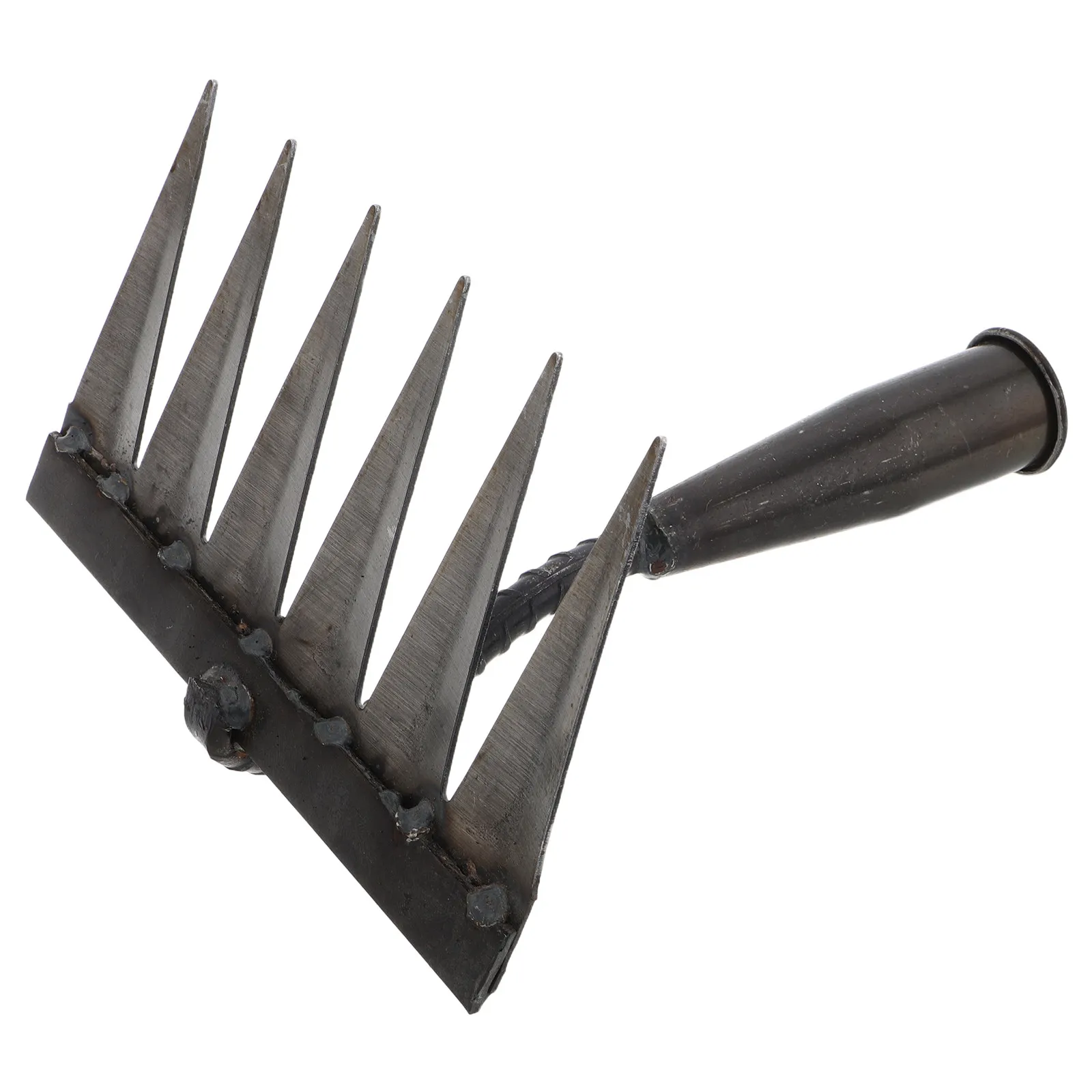 Heavy Duty 6 Tooth Agricultural Rake Thickened Metal Soil Loosen Tool Lawn Leveling Cultivator Garden Grass Remover