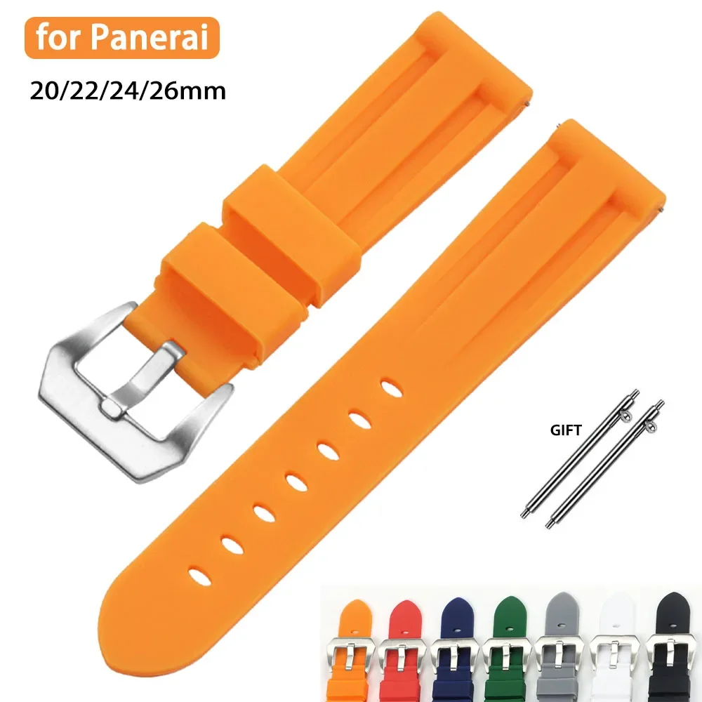 Universal Silicone Watchband for Panerai 20mm 22mm 24mm 26mm Rubber Bracelet Quick Release Watch Strap Men Women Sport Wristband