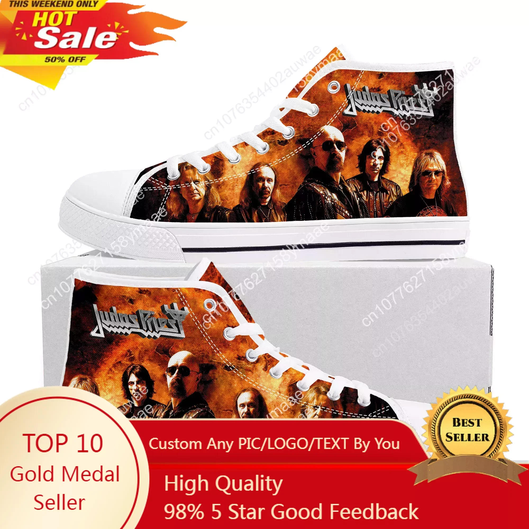 

Judas Priest Heavy Metal Rock Band High Top High Quality Sneakers Men Women Teenager Canvas Sneaker Casual Custom Couple Shoes