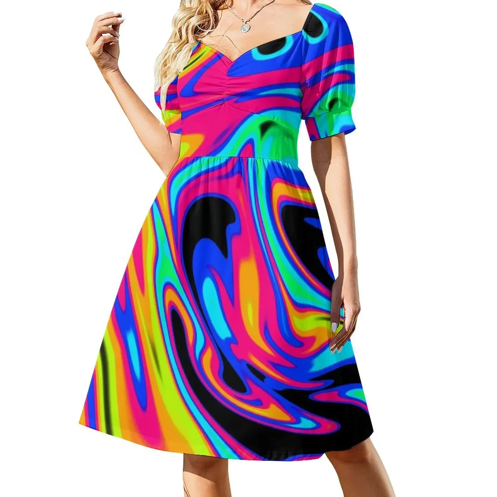 

Neon Dream Waves Sleeveless Dress Dress women dress for women women's elegant loose dresses