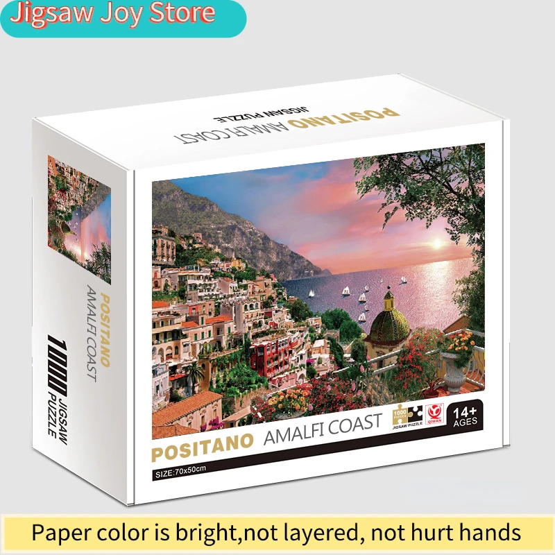 

70*50cm Adult Puzzle 1000 Pieces Paper Jigsaw Puzzles Positano Amalfi Coast Famous Painting Series Learning Education Craft To