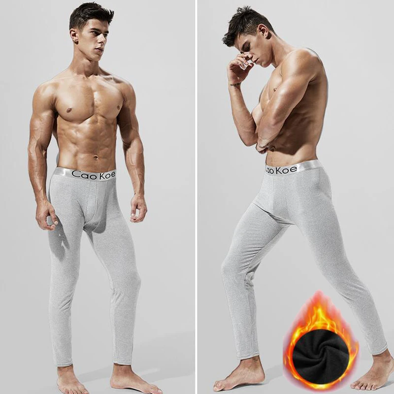 Men Winter Thick Fleece Leggings Thermal Underwear Tights Man Warm Long Johns Soft Elastic Leggings Bottoms Man Thermal Clothing