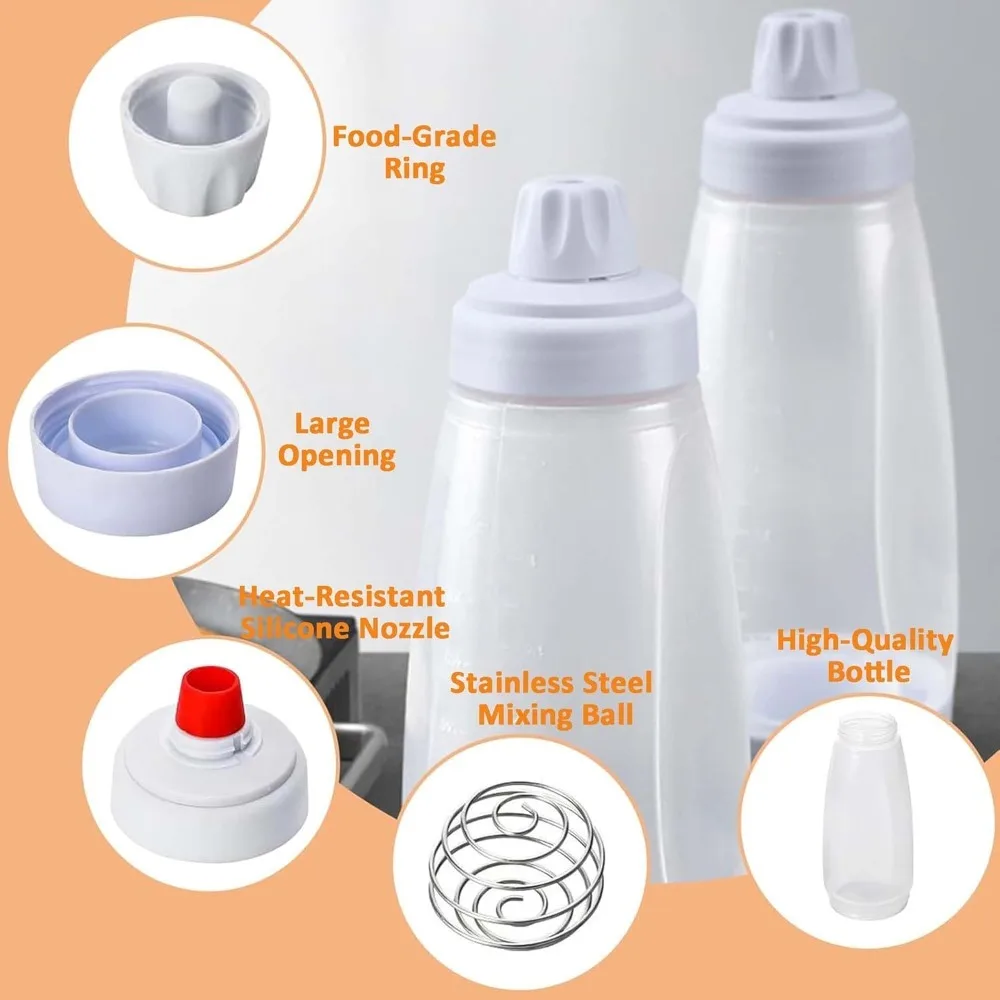 

Handheld Pancake Batter Dispenser Bottle Hand Cranked Mixer with Measurement Scale Atter Dispenser Pancake with Whisk Ball