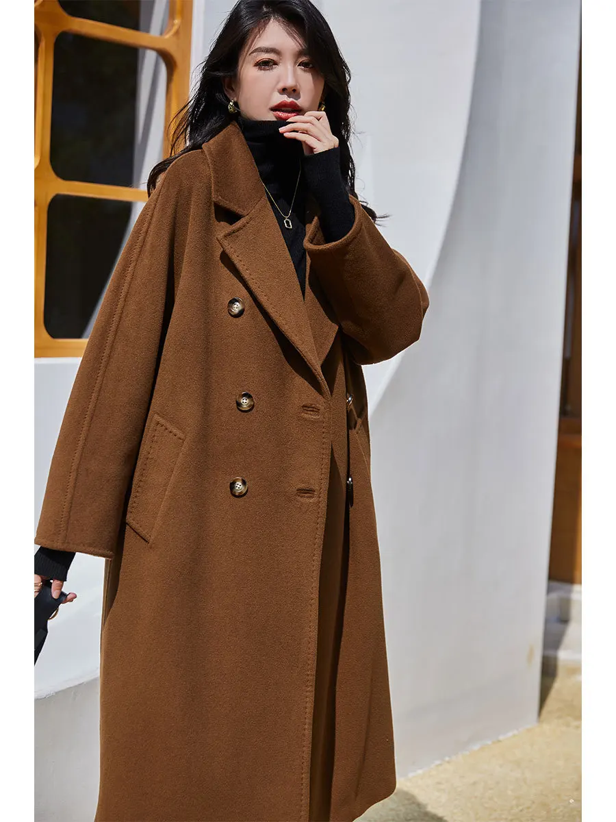 winter spring M classic 101801 fleece loose wool medium length overcoat female thicken wool 90% wool