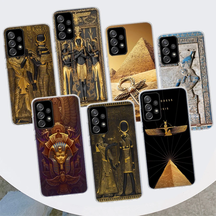 Egypt Nefertiti Anubis Ankh Pharaoh Phone Case For Samsung Galaxy A55 A54 A53 A52 A15 A14 A13 A12 A35 A34 A33 A32 A25 A24 A23 A2