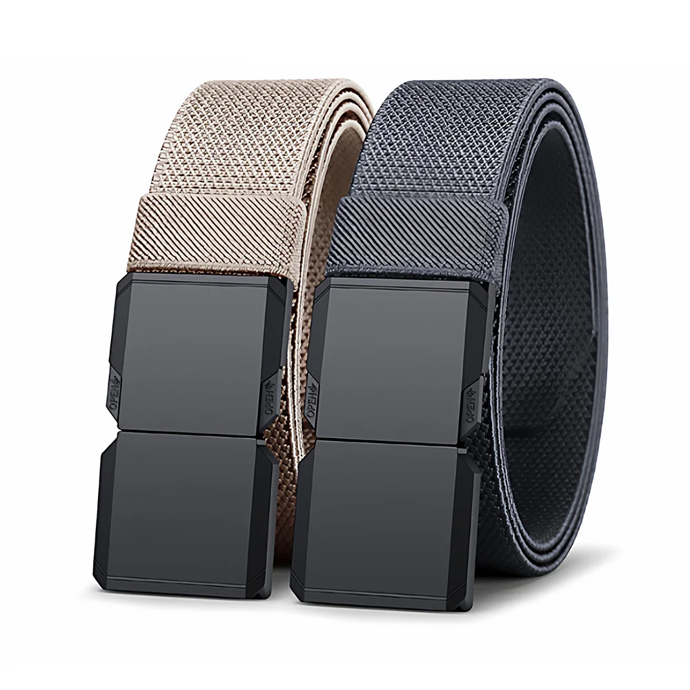 Men's Black Woven Belt with Automatic Buckle, Adjustable Elastic Stretch Waist Belt for Business Casual and Daily Wear